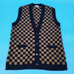 Checkered V-Neck Sweater Vest Vintage